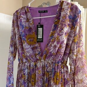 Nasty Gal Multicolor Floral Long Sleeve Dress